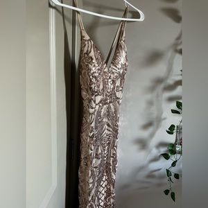 Long Rose Gold and Cream Gown